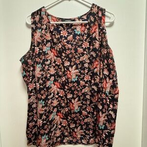 Express dressy navy v neck tank with floral